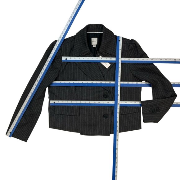 Anthropologie Maeve 80'S Boxy Blazer S Gray Pinstriped Crop Oversized Career NWT - Picture 6 of 13